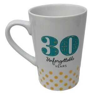 Hallmark Coffee Tea Ceramic Cup Mug Birthday 30 Unforgettable Years Gold Dots